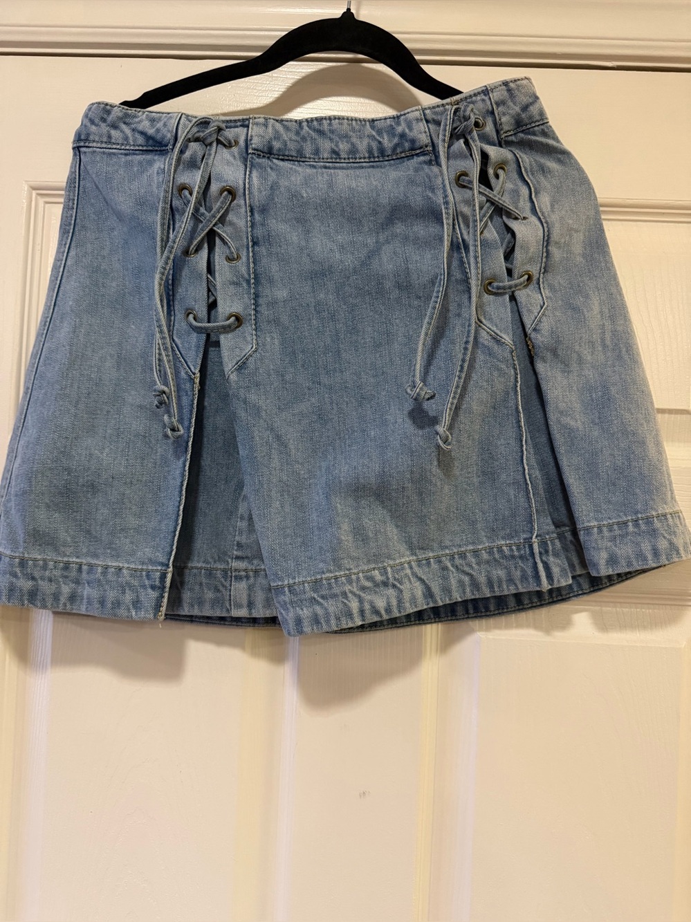 NWT Free People Lace Up Denim Skirt Light Denim 6 - Picture 6 of 8